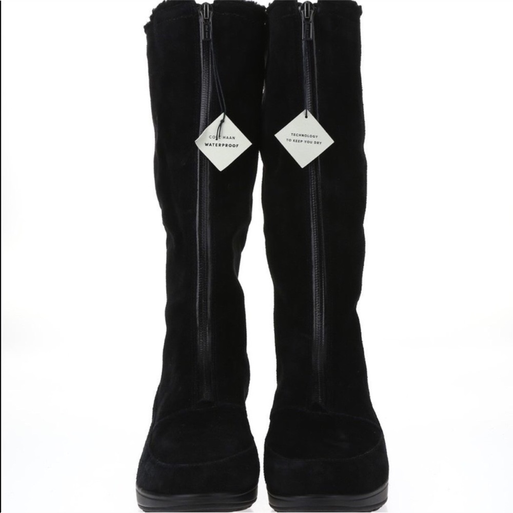 Cole Haan Black Yonkers Waterproof Faux Fur Boots